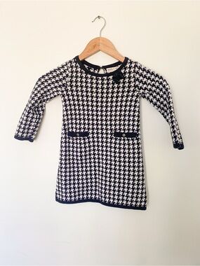 Girls Black and White Houndstooth Dress - 100% cotton Formal Old Money 3T